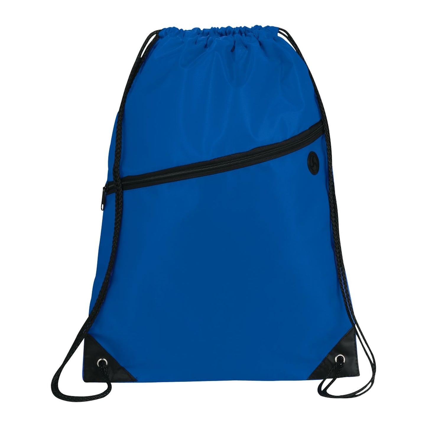 Robin Drawstring Polyester Bag with Front Zipper Pocket - Royal Blue
