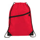 Robin Drawstring Polyester Bag with Front Zipper Pocket - Red