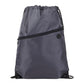 Robin Drawstring Polyester Bag with Front Zipper Pocket - Charcoal