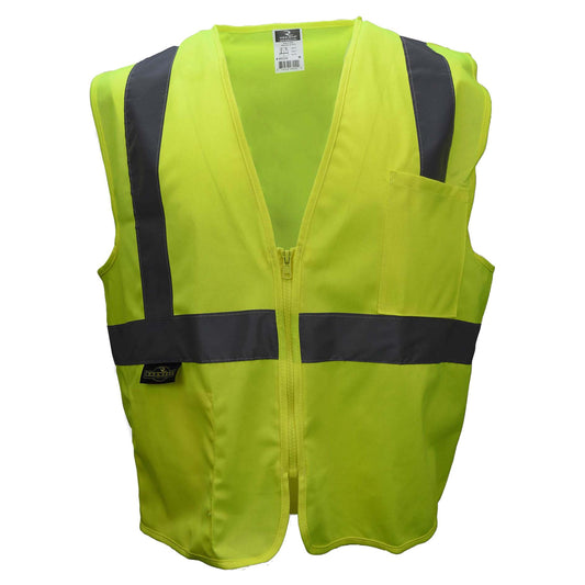 Radians SV2ZOS Type R Class 2 Economy Solid Safety Vest with Zipper - Yellow/Lime