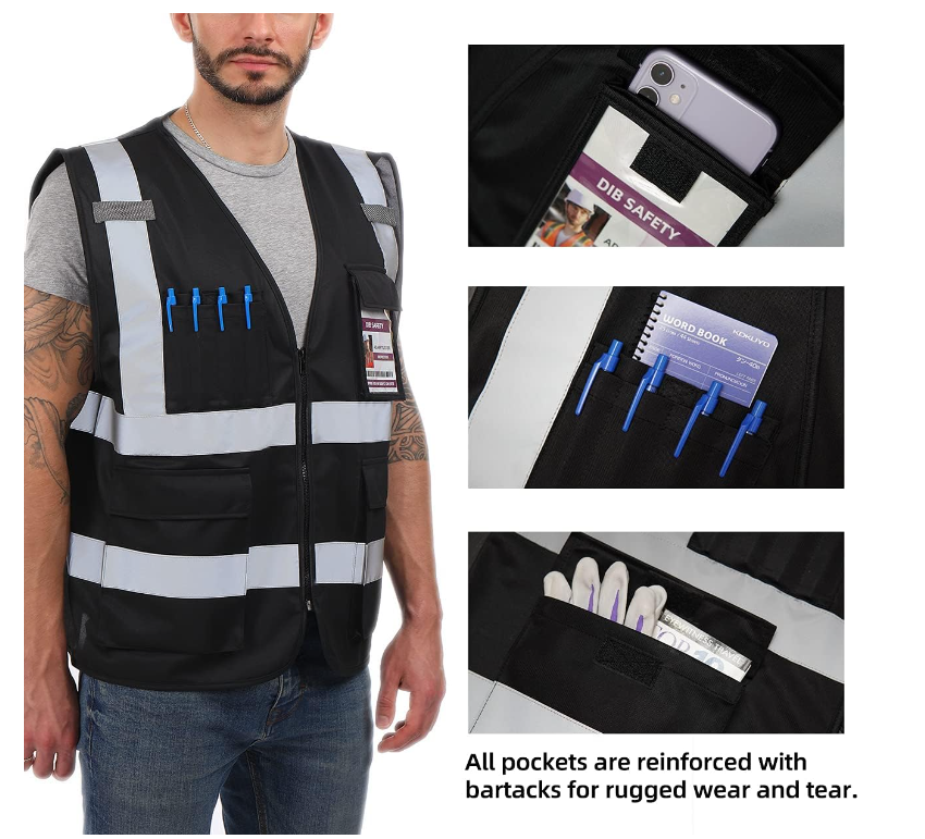 Dib Safety Reflective Vest - Black