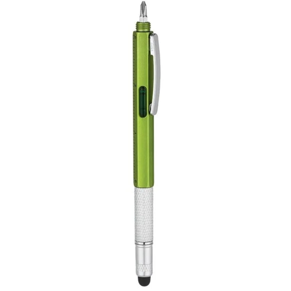Promotional Multi Tool Pen with Ruler and Level - Lime Green