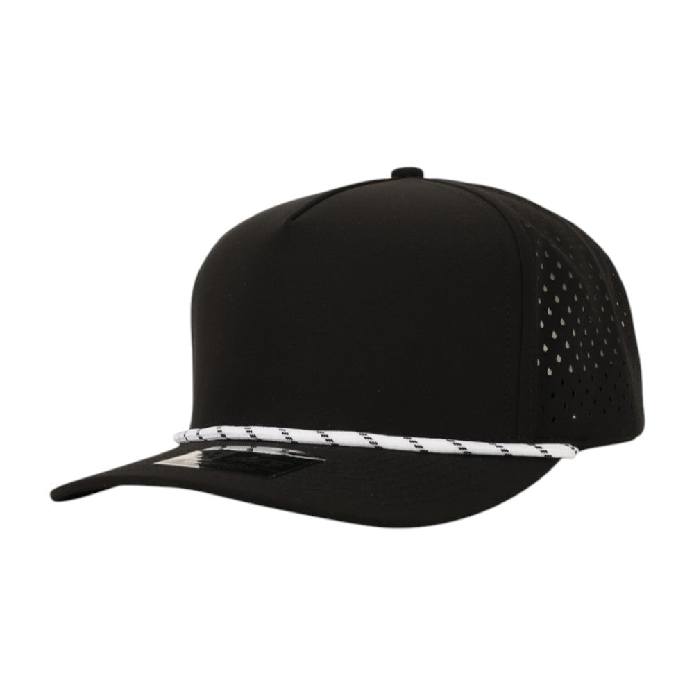 1010 Hats Five-panel Rope Dry-Fit Performance Hat - Black/ White Black