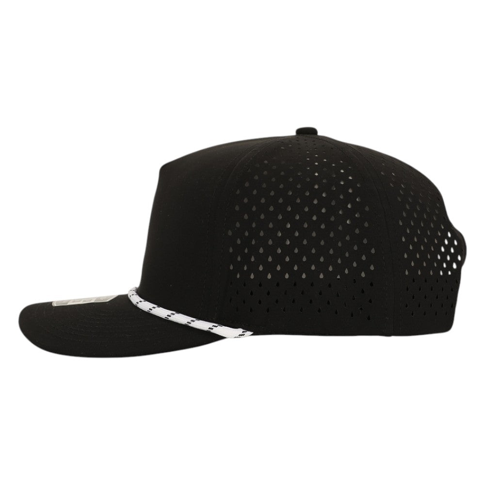 1010 Hats Five-panel Rope Dry-Fit Performance Hat - Black/ White Black