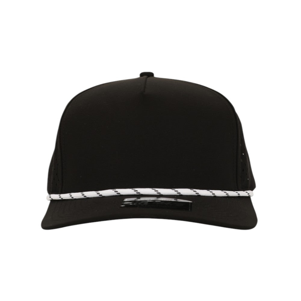 1010 Hats Five-panel Rope Dry-Fit Performance Hat - Black/ White Black