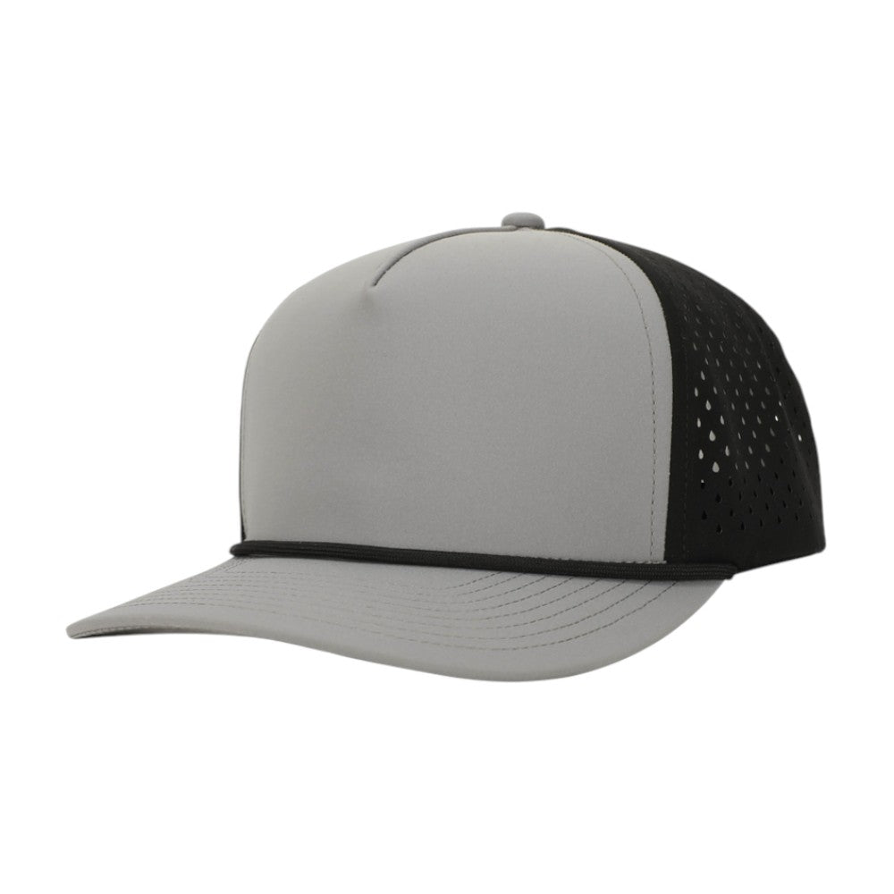 1010 Hats Five-panel Rope Dry-Fit Performance Hat - Light Gray/Black/Black