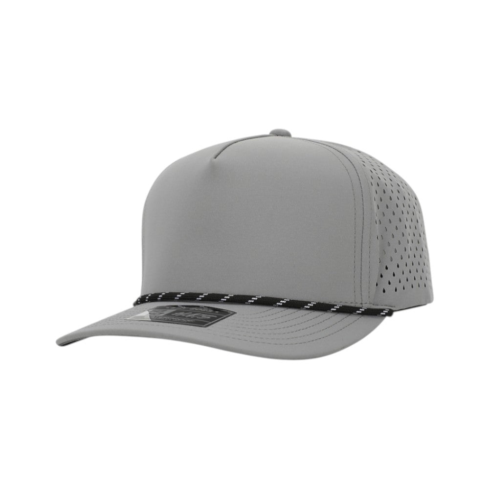 1010 Hats Five-panel Rope Dry-Fit Performance Hat - Light Gray/Black-Wihte