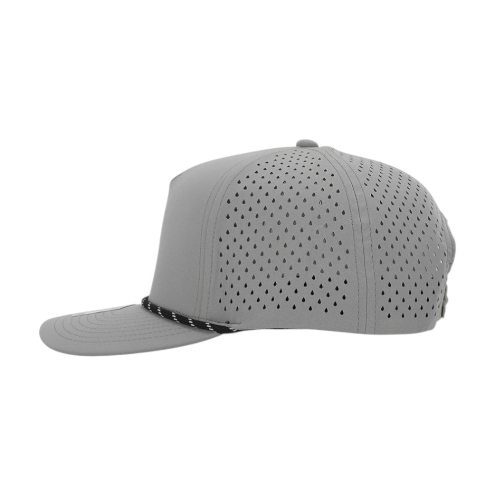 1010 Hats Five-panel Rope Dry-Fit Performance Hat - Light Gray/Black-Wihte