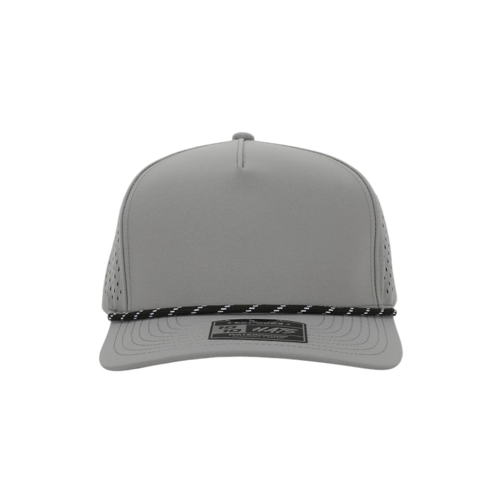 1010 Hats Five-panel Rope Dry-Fit Performance Hat - Light Gray/Black-Wihte