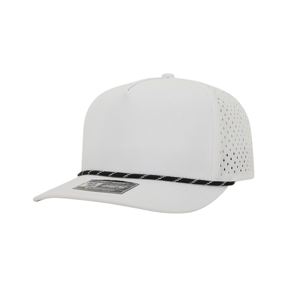 1010 Hats Five-panel Rope Dry-Fit Performance Hat - White/Black-White