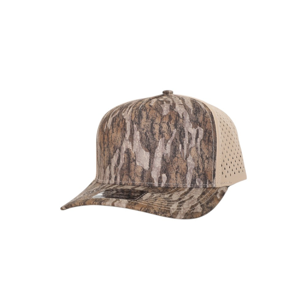 1010 Hats Five-panel Dry-Fit Performance Hat - Mossy Oak Bottomland/Khaki