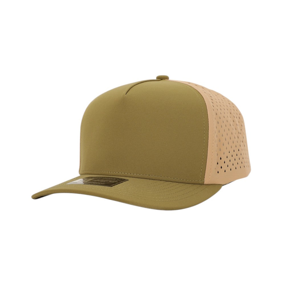 1010 Hats Five-panel Dry-Fit Performance Hat - Olive Green/Tan