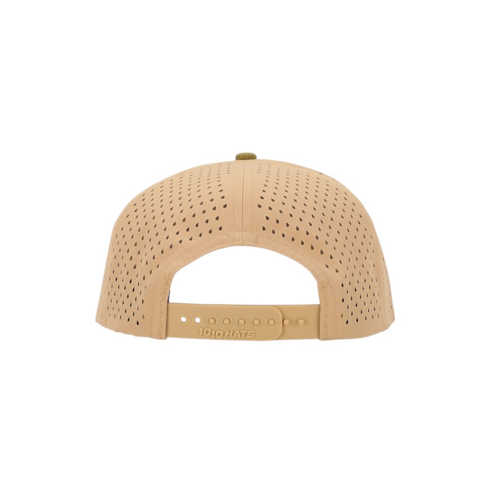 1010 Hats Five-panel Dry-Fit Performance Hat - Olive Green/Tan