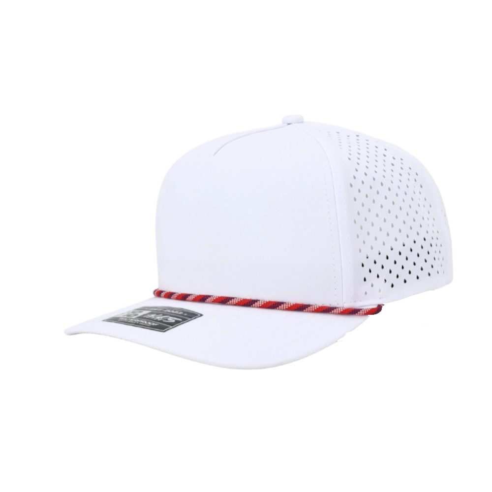 1010 Hats Five-panel Rope Dry-Fit Performance Hat - White/Red