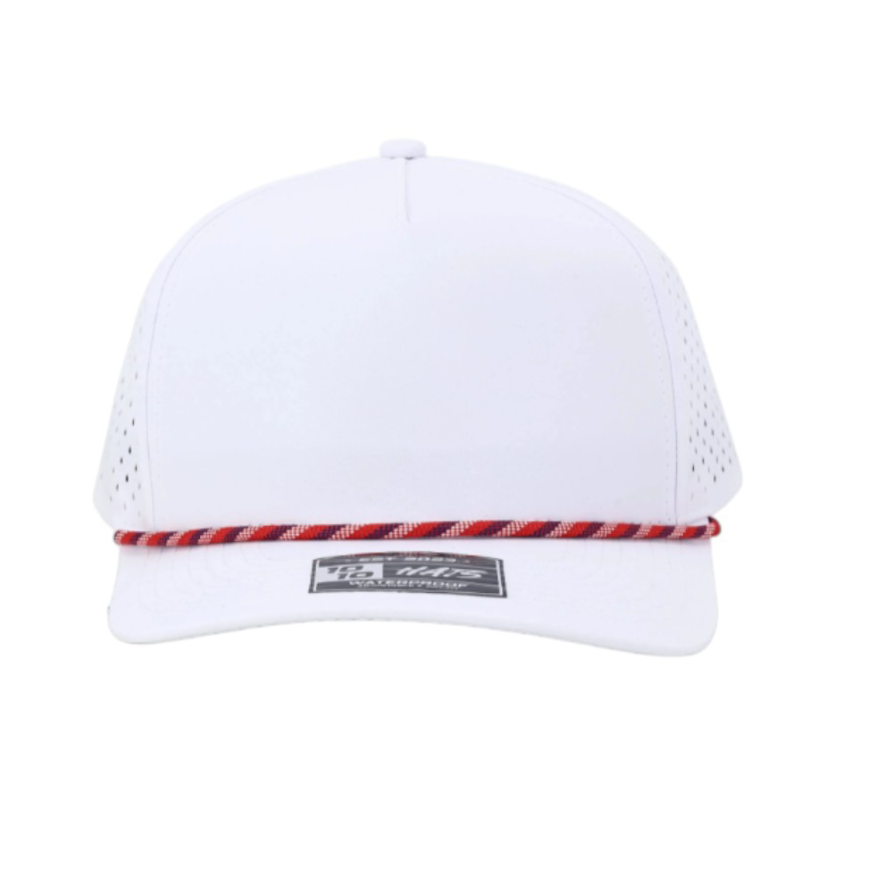 1010 Hats Five-panel Rope Dry-Fit Performance Hat - White/Red