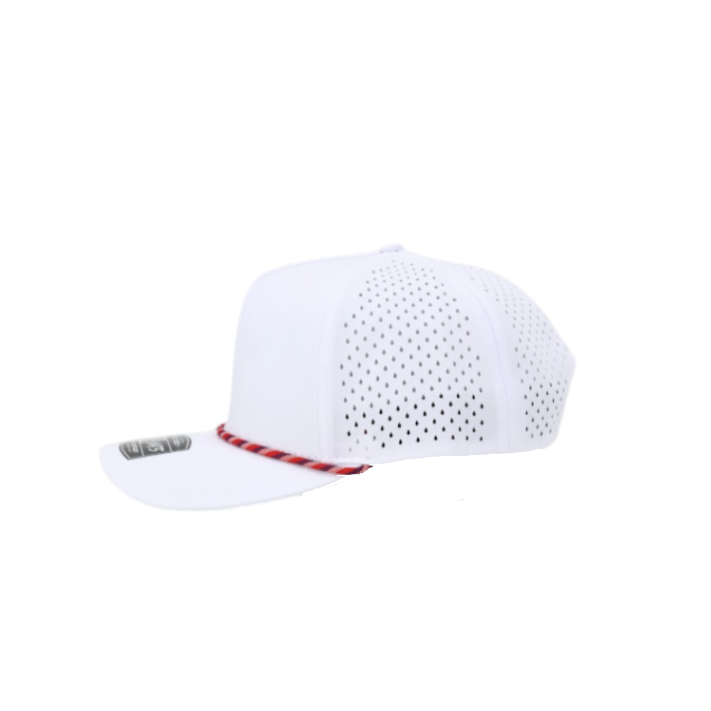 1010 Hats Five-panel Rope Dry-Fit Performance Hat - White/Red