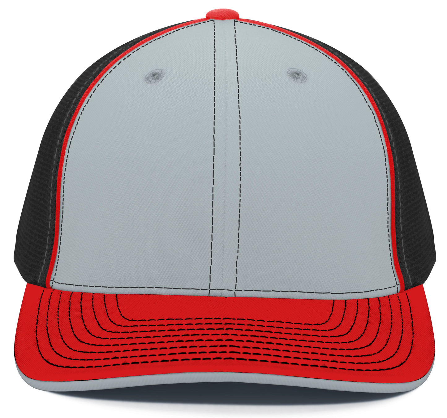 Pacific Headwear Trucker PacFlex Cap - Silver/Black/Red