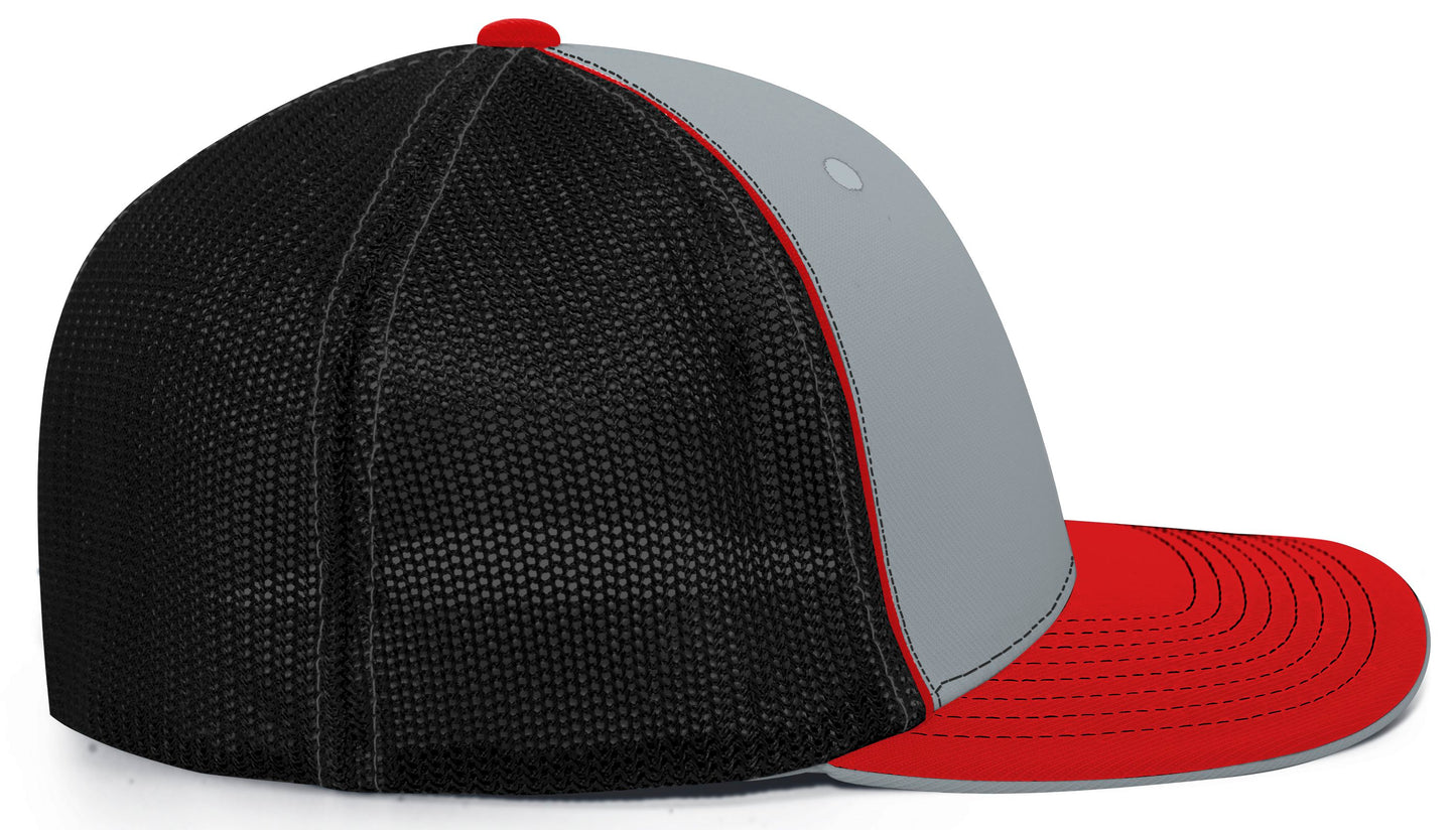 Pacific Headwear Trucker PacFlex Cap - Silver/Black/Red