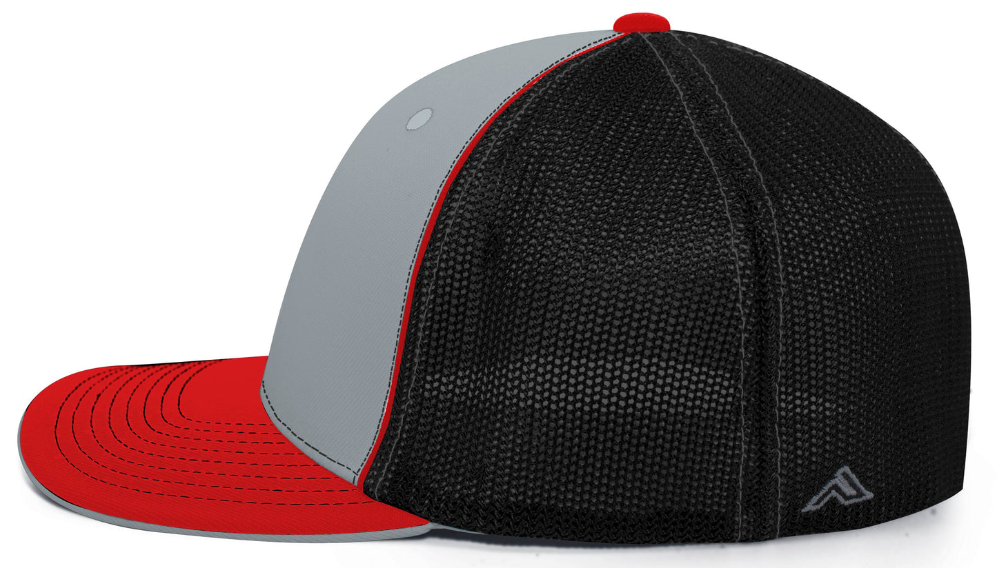 Pacific Headwear Trucker PacFlex Cap - Silver/Black/Red