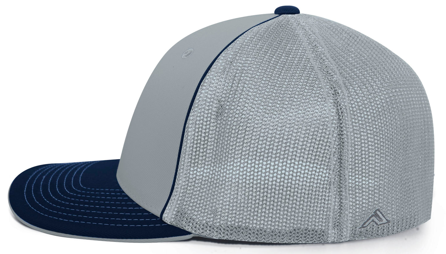 Pacific Headwear Trucker PacFlex Cap - Silver/Navy