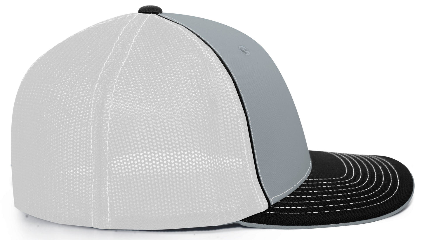 Pacific Headwear Trucker PacFlex Cap - Silver/White/Black