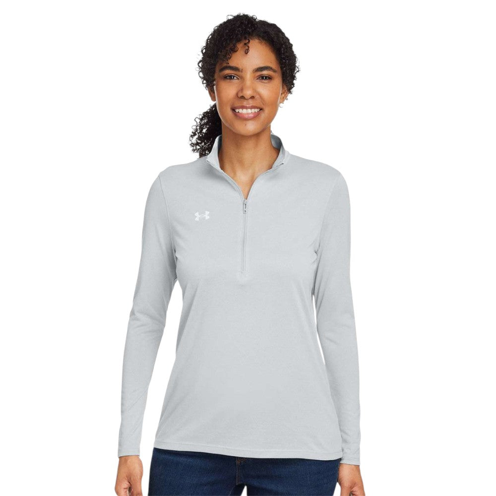 Under Armour Women's Team Tech Half-Zip Pullover - Mod Grey Light Heather/White