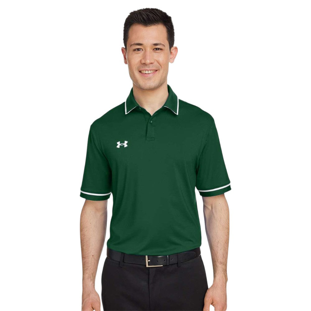 Under Armour Men's Tipped Teams Performance Polo - Forest Green/White