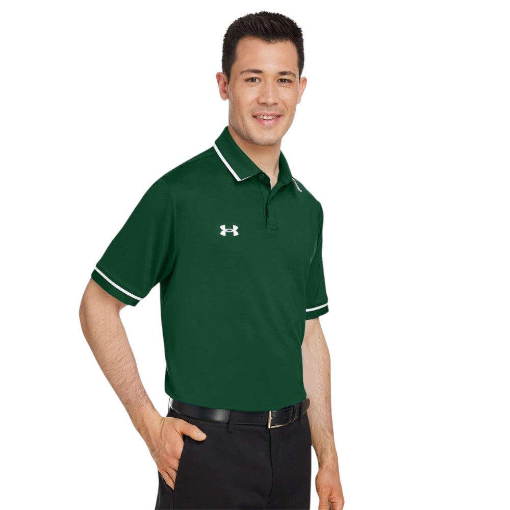 Under Armour Men's Tipped Teams Performance Polo - Forest Green/White
