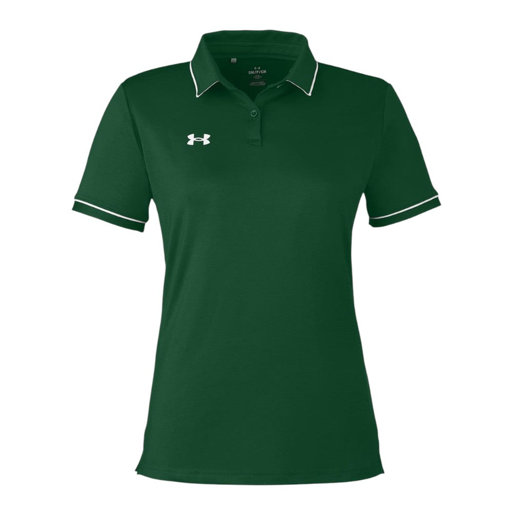 Under Armour Women's Tipped Teams Performance Polo - Forest Green/White