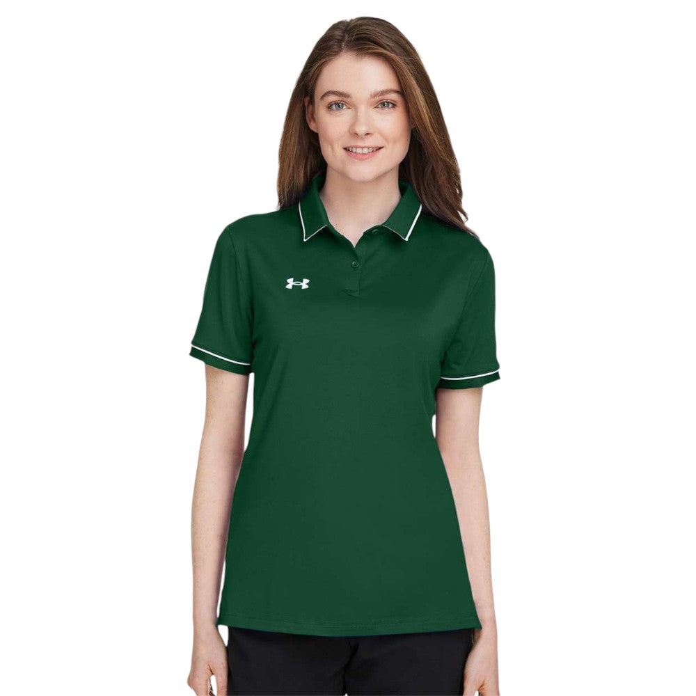 Under Armour Women's Tipped Teams Performance Polo - Forest Green/White