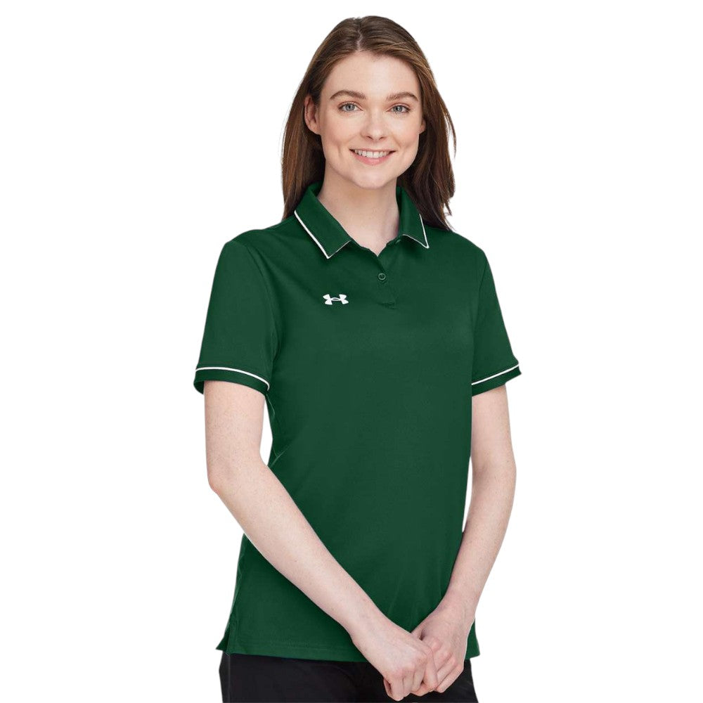 Under Armour Women's Tipped Teams Performance Polo - Forest Green/White