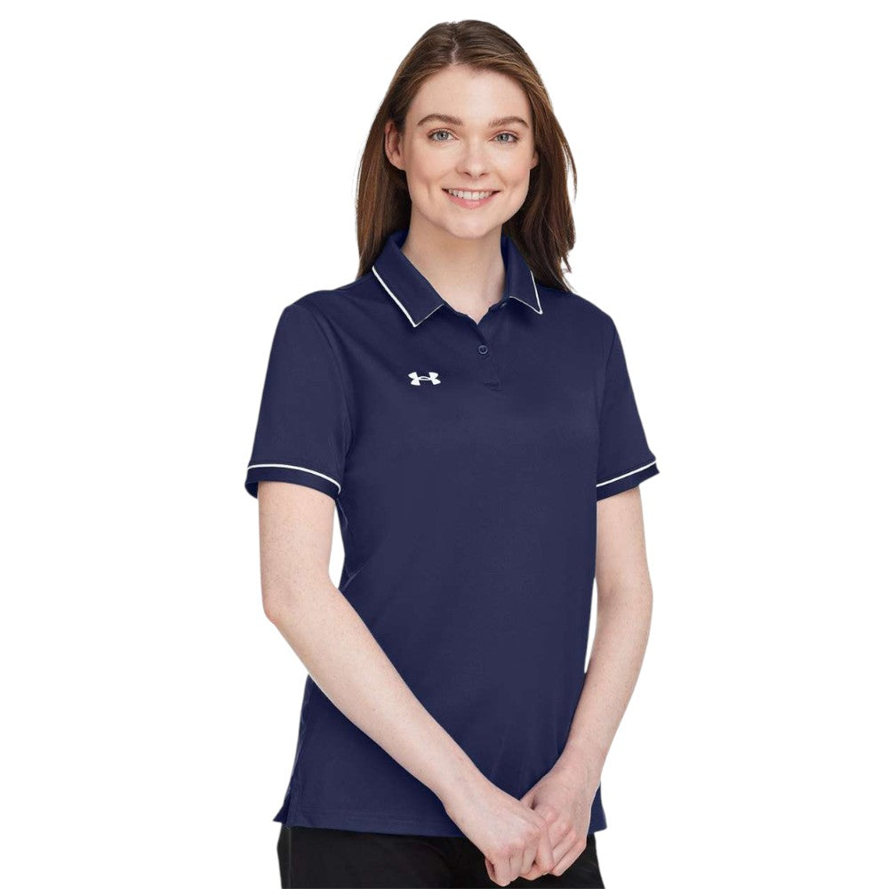 Under Armour Women's Tipped Teams Performance Polo - Midnight Blue/White