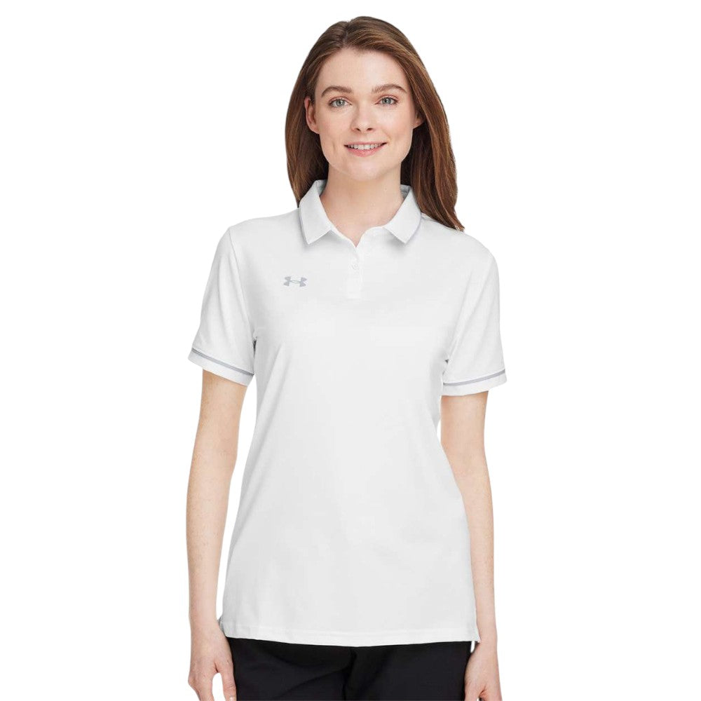 Under Armour Women's Tipped Teams Performance Polo - White/Mod Grey