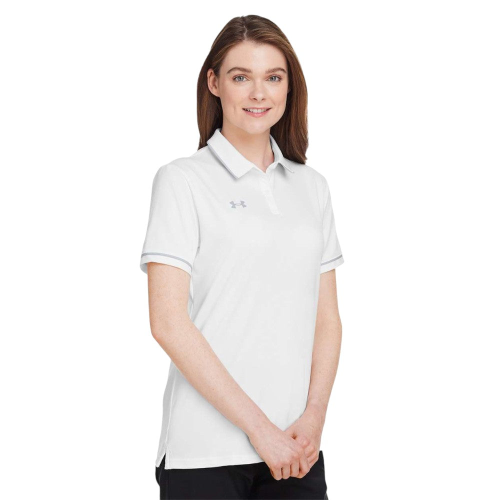 Under Armour Women's Tipped Teams Performance Polo - White/Mod Grey