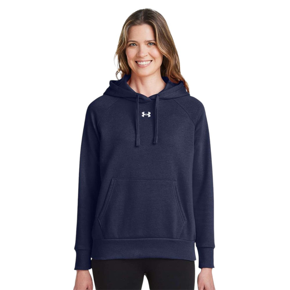 Under Armour Women's Rival Fleece Hooded Sweatshirt - Midnight Navy/White