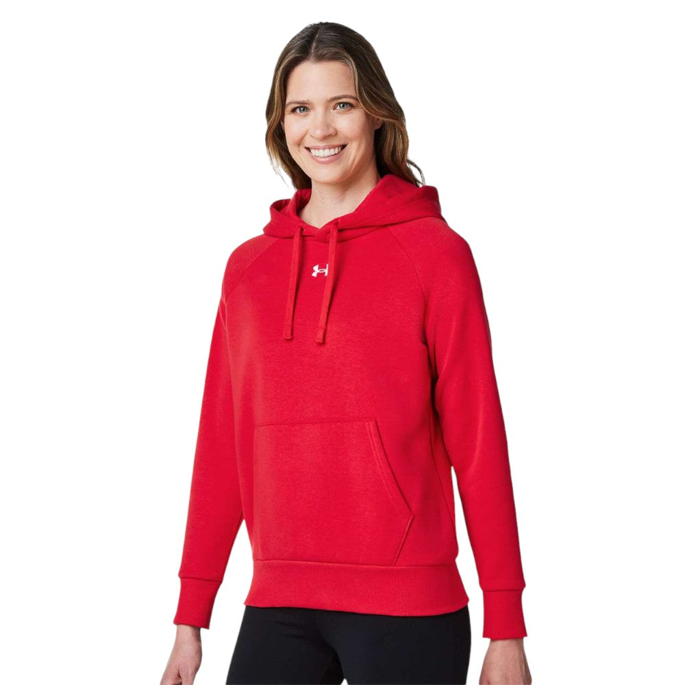 Under Armour Women's Rival Fleece Hooded Sweatshirt - Red/White