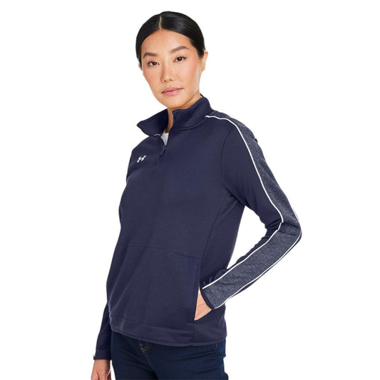 Under Armour Women's Command 2.0 Quarter-Zip Pullover - Midnight Navy/White