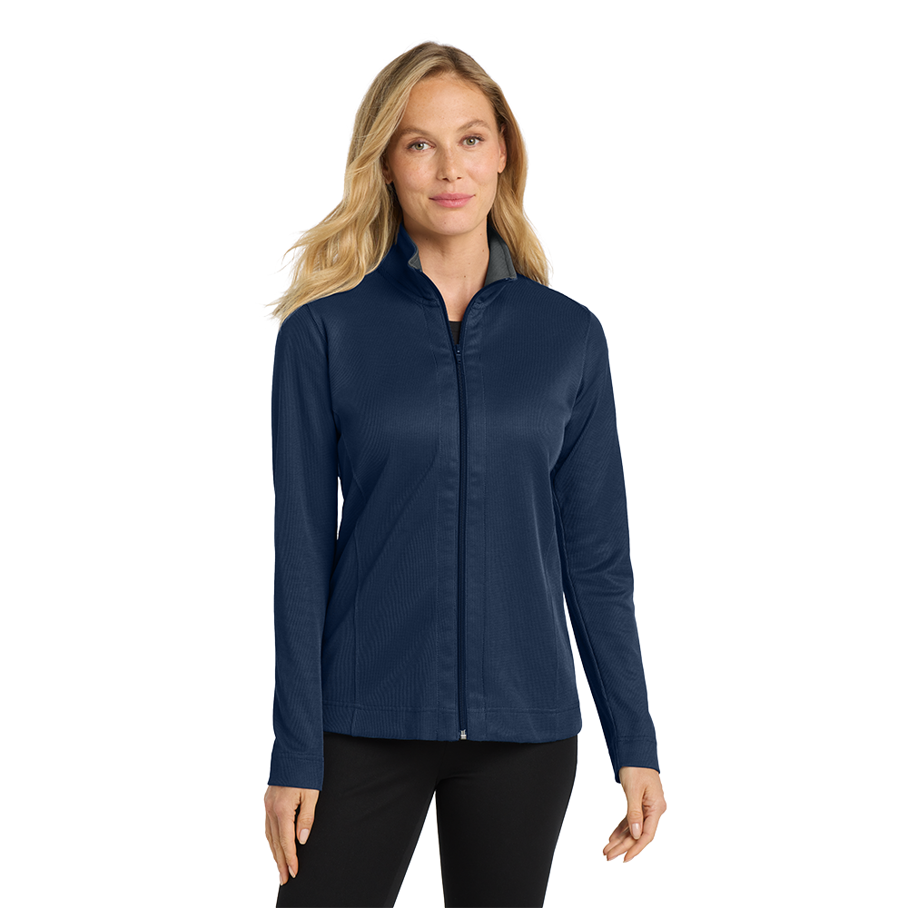 Port Authority® Women's Vertical Texture Full-Zip Jacket - True Navy / Iron Grey