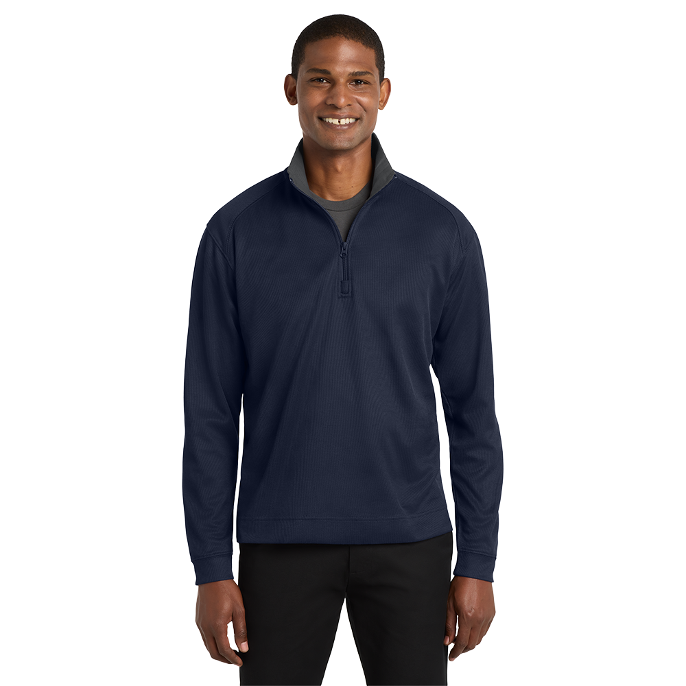 Port Authority® Vertical Texture 1/4-Zip Pullover - True Navy / Iron Grey