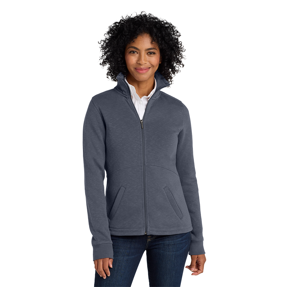 Port Authority® Women's Slub Fleece Full-Zip Jacket - Slate Grey