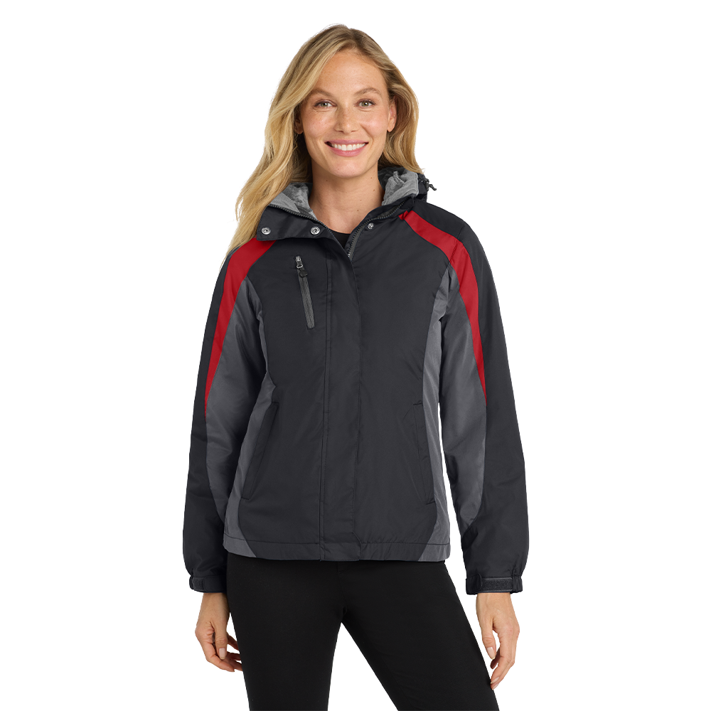Port Authority® Women's Colorblock 3-in-1 Jacket - Black/ Magnet/ Signal Red