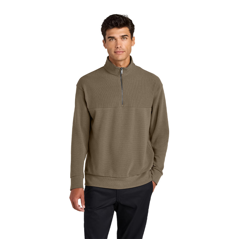 Mercer+Mettle® Linear Texture 1/4-Zip - Warm Taupe