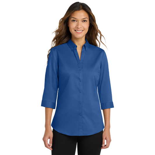 Port Authority® Women's 3/4-Sleeve SuperPro™ Twill Shirt - True Blue