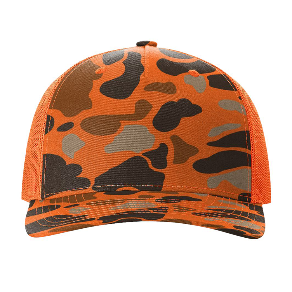 Richardson - Five-Panel Printed Trucker Cap - 112PFP - Blaze Duck Camo/ Blaze