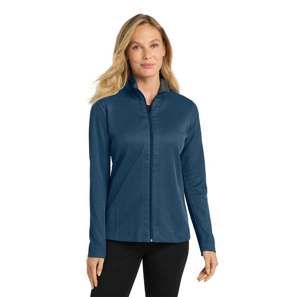 Port Authority® Women's Vertical Texture Full-Zip Jacket - Regatta Blue / Iron Grey