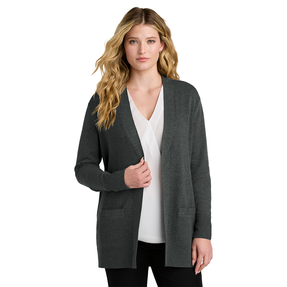 Port Authority® Women’s Easy Care Open-Front Cardigan Sweater - Charcoal Heather