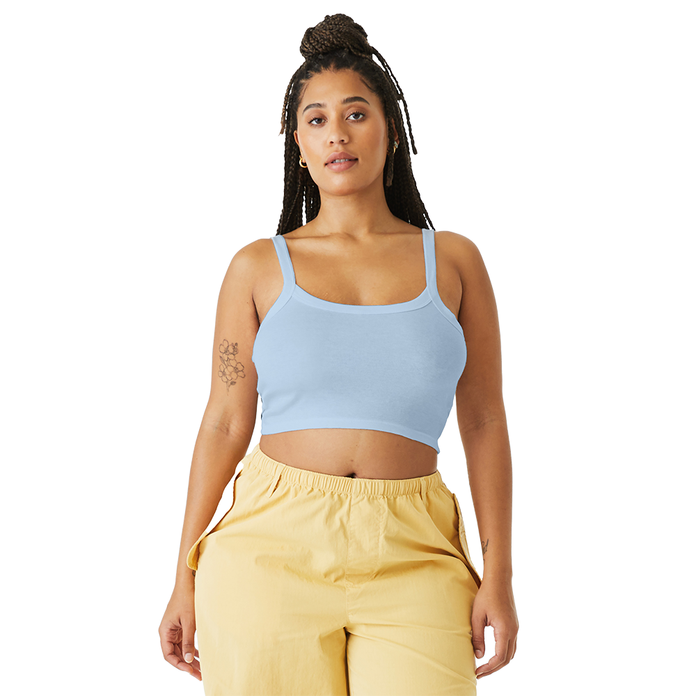 BELLA+CANVAS® Women’s Micro Rib Spaghetti Strap Tank - Solid Baby Blue Blend