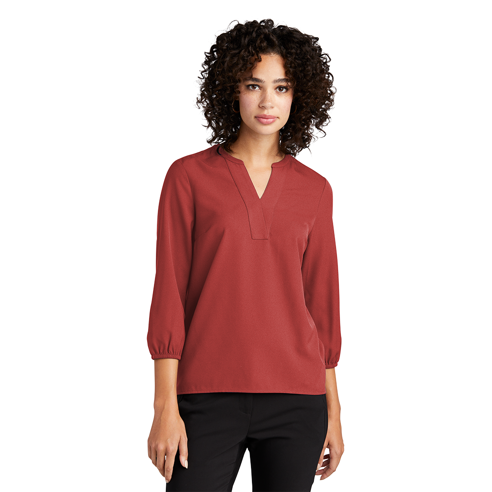 Mercer+Mettle® Women's Stretch Crepe 3/4-Sleeve Blouse - Terracotta