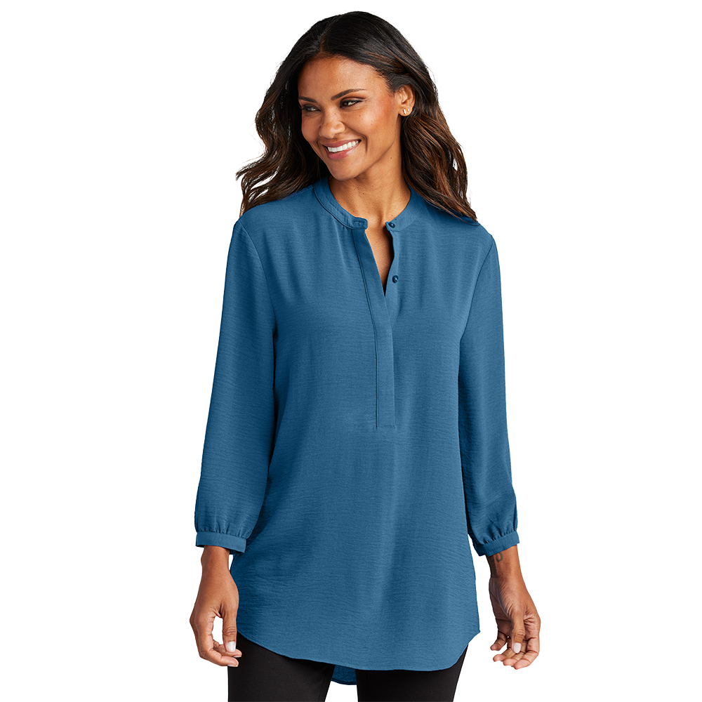 Port Authority® Women's 3/4-Sleeve Textured Crepe Tunic - Aegean Blue