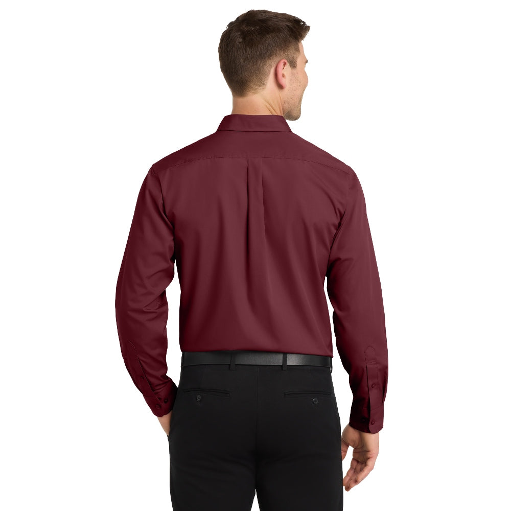 Port Authority® Long Sleeve Carefree Poplin Shirt - Burgundy